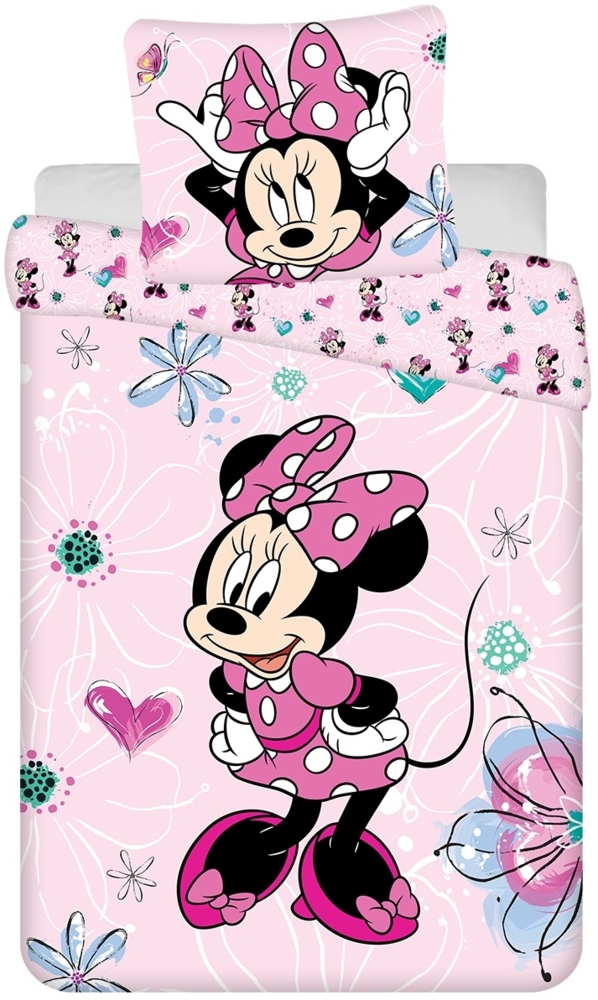 Disney Minnie Mouse Design Kuschelige Bettwäsche Baumwolle, 160x200 cm & 70x80 cm Bild 1