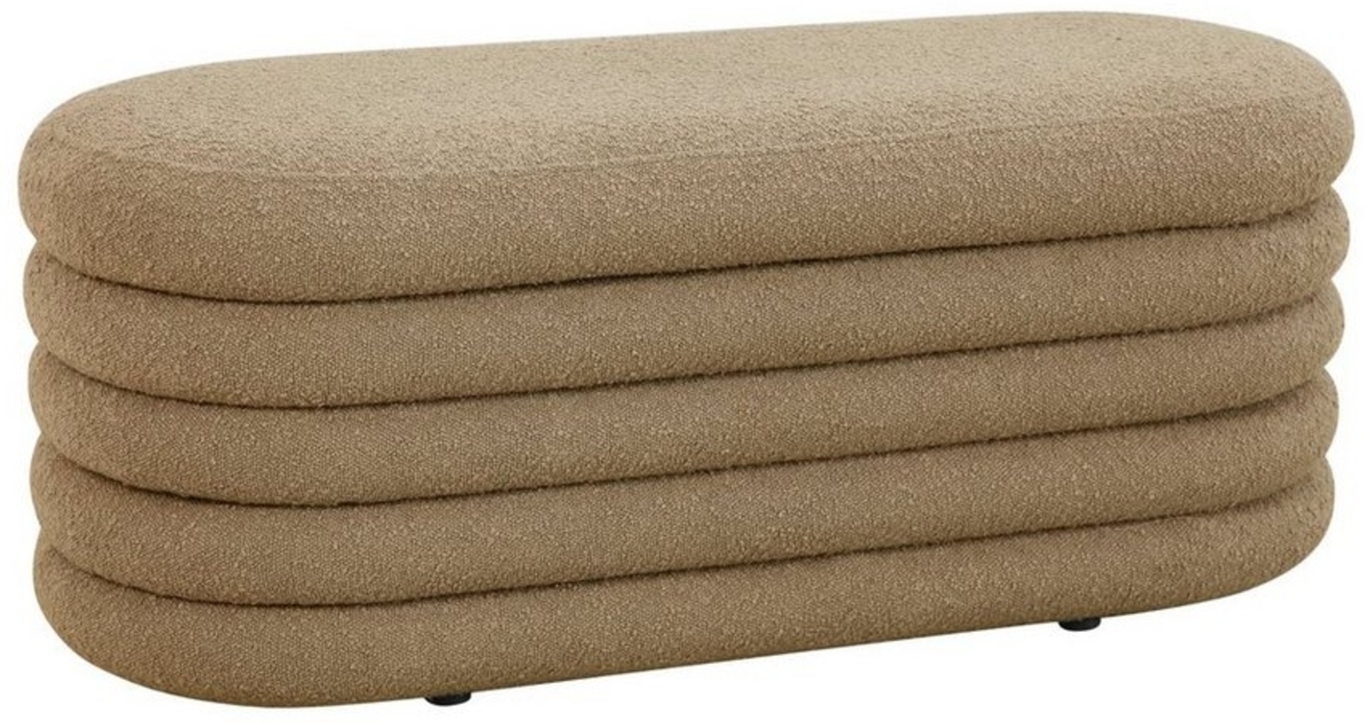 SVITA BLOSSOM XL Hocker mit Stauraum Sitzhocker Ottomane Boucle-Bezug Hellbraun Bild 1