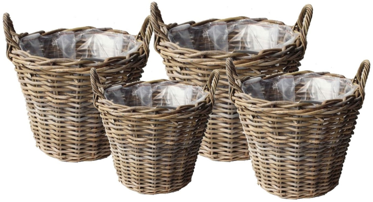 Van der Leeden Blumentopf Blumenkorb Weidenkörbe Pflanzkörbe 4x Rattan Naturprodukt (4 St), Rattankorb, 4 Größen, Naturprodukt, mit Innenfolie, Handarbeit Bild 1