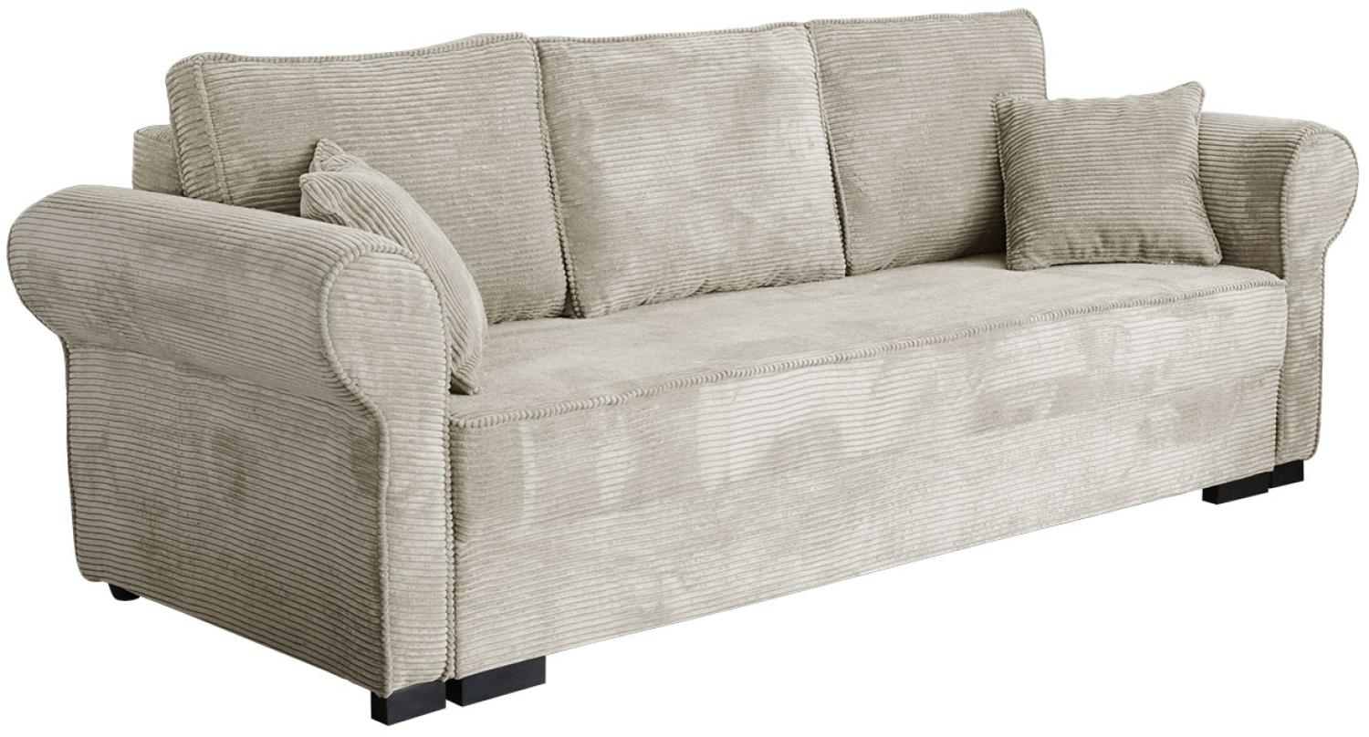 Mirjan24 'Olimpia' Schlafsofa mit Bettkasten, Cord, 92 x 92 x 234 cm, Beige Bild 1