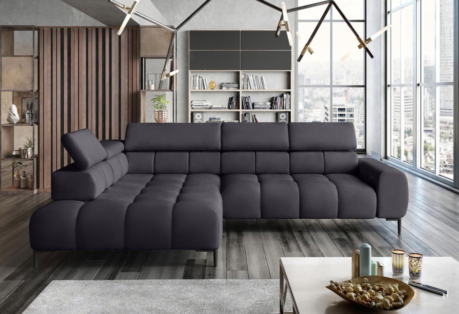 Stylefy Plazetti Ecksofa Velours KRONOS Links Grau Bild 1