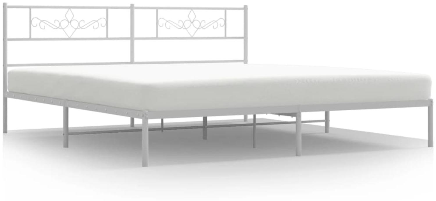 vidaXL Bettgestell mit Kopfteil, Metall, Weiß, 193x203 cm Bild 1