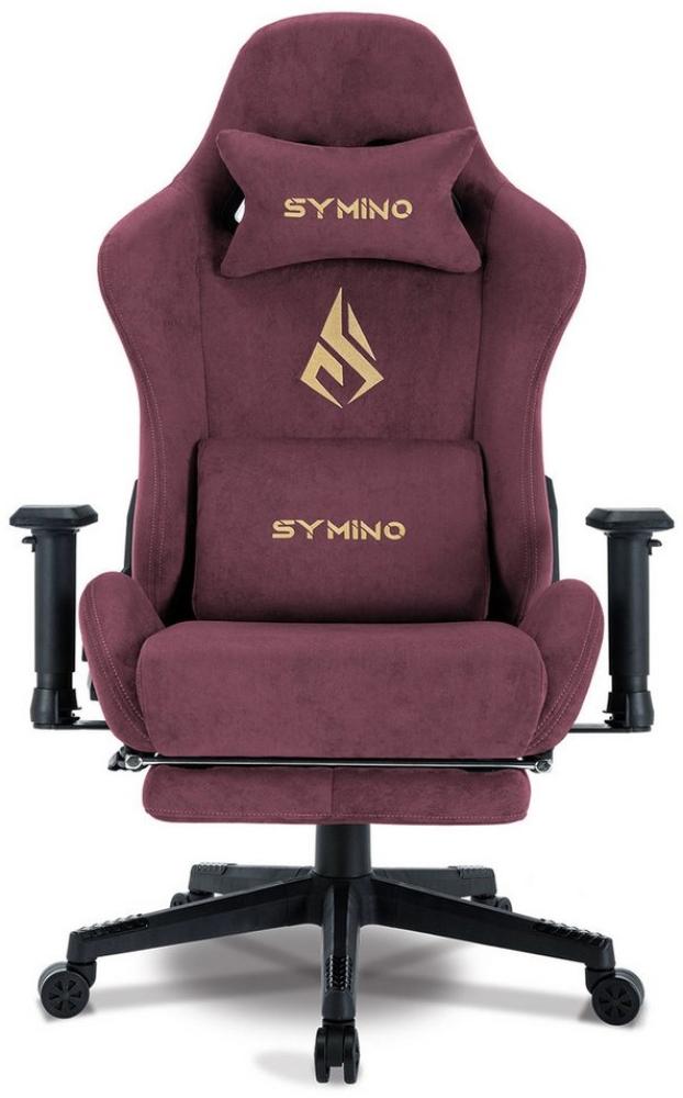 symino Gaming-Stuhl Premium Alcantara Stoff, ergonomischer, verstellbarer Drehstuhl mit Fußstütze, MP Pro, Rot Bild 1