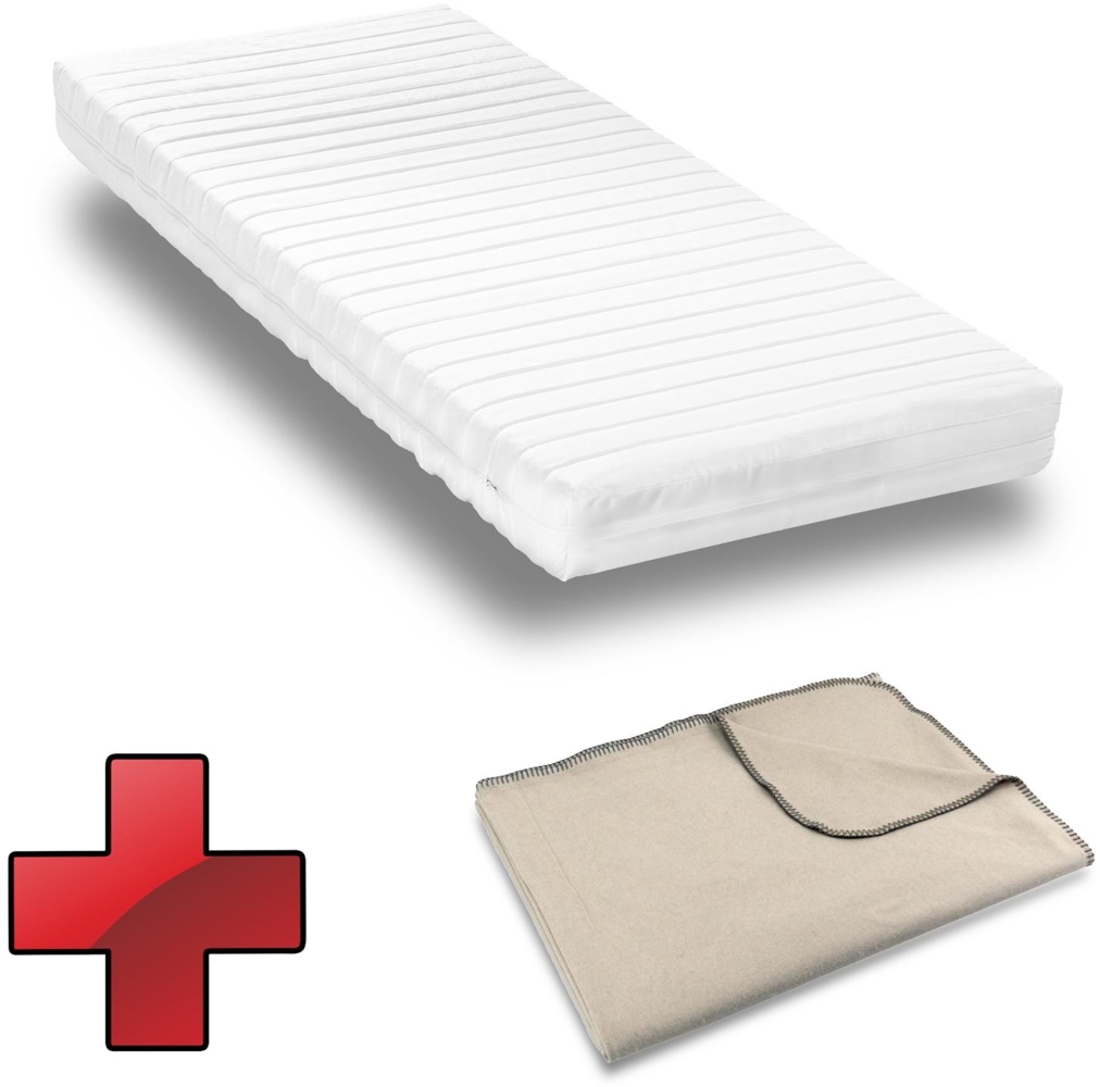 Kaltschaummatratze K16 80 x 200 cm, Höhe 16 cm, Härtegrad H2/H3 + Sleezzz® Smart Kuscheldecke 140 x 200 cm Bild 1