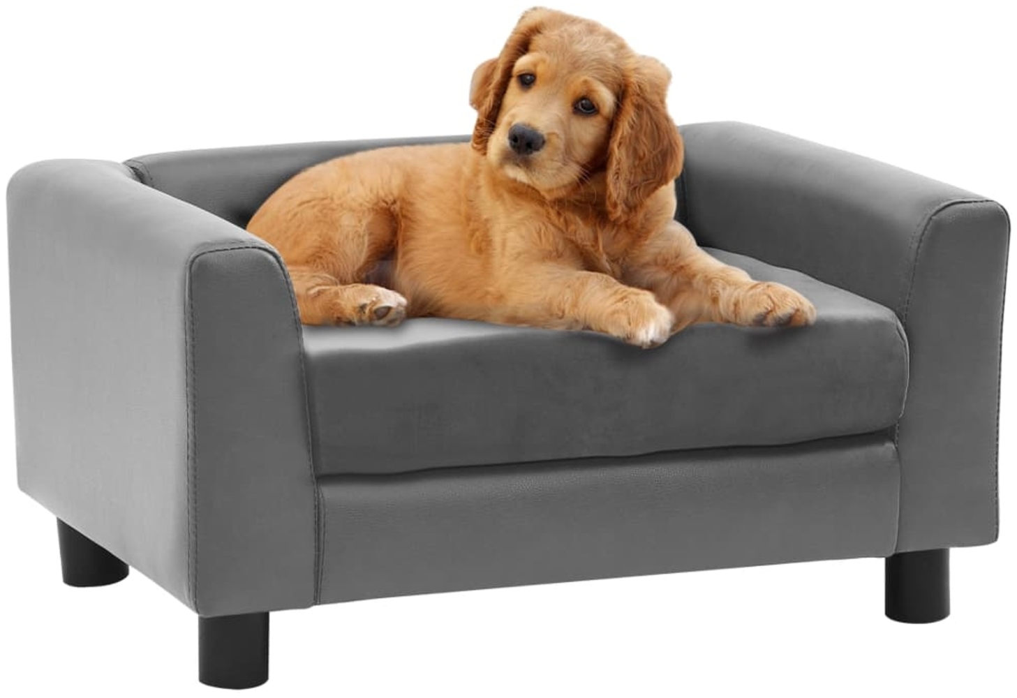 vidaXL Hundesofa Grau 60x43x30 cm Plüsch und Kunstleder 170959 Bild 1