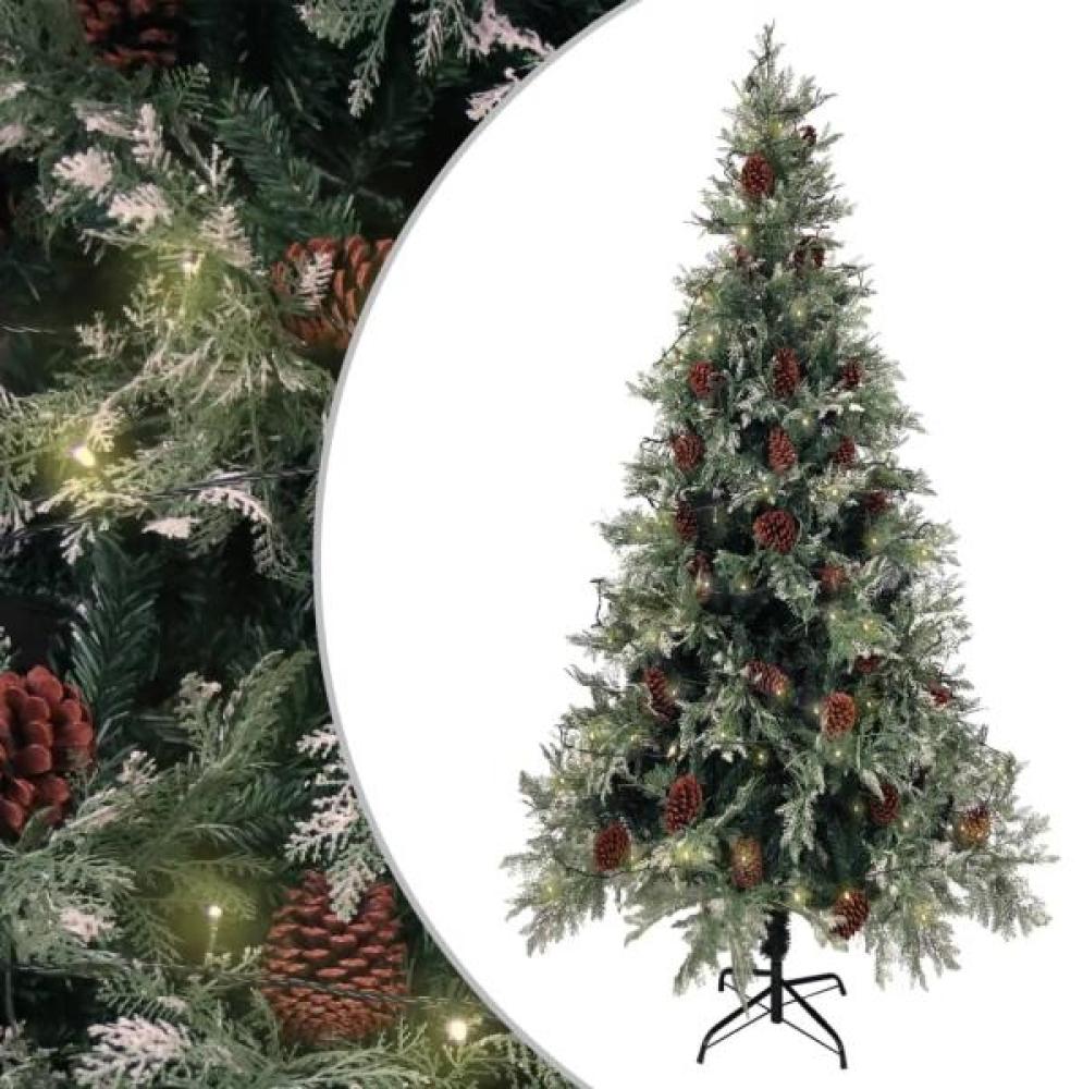 vidaXL Weihnachtsbaum mit Beleuchtung und Kiefernzapfen 225 cm PVC&PE 3094566 Bild 1