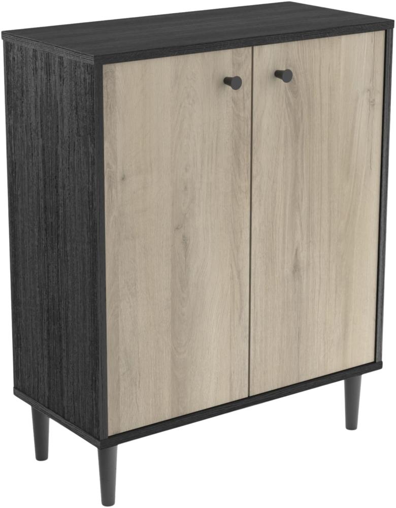 Demeyere Industrieller Buffet mit 2 Türen Arty, Holzwerkstoff, Eiche Kronberg und Schwarz, 607x285x757MM Bild 1