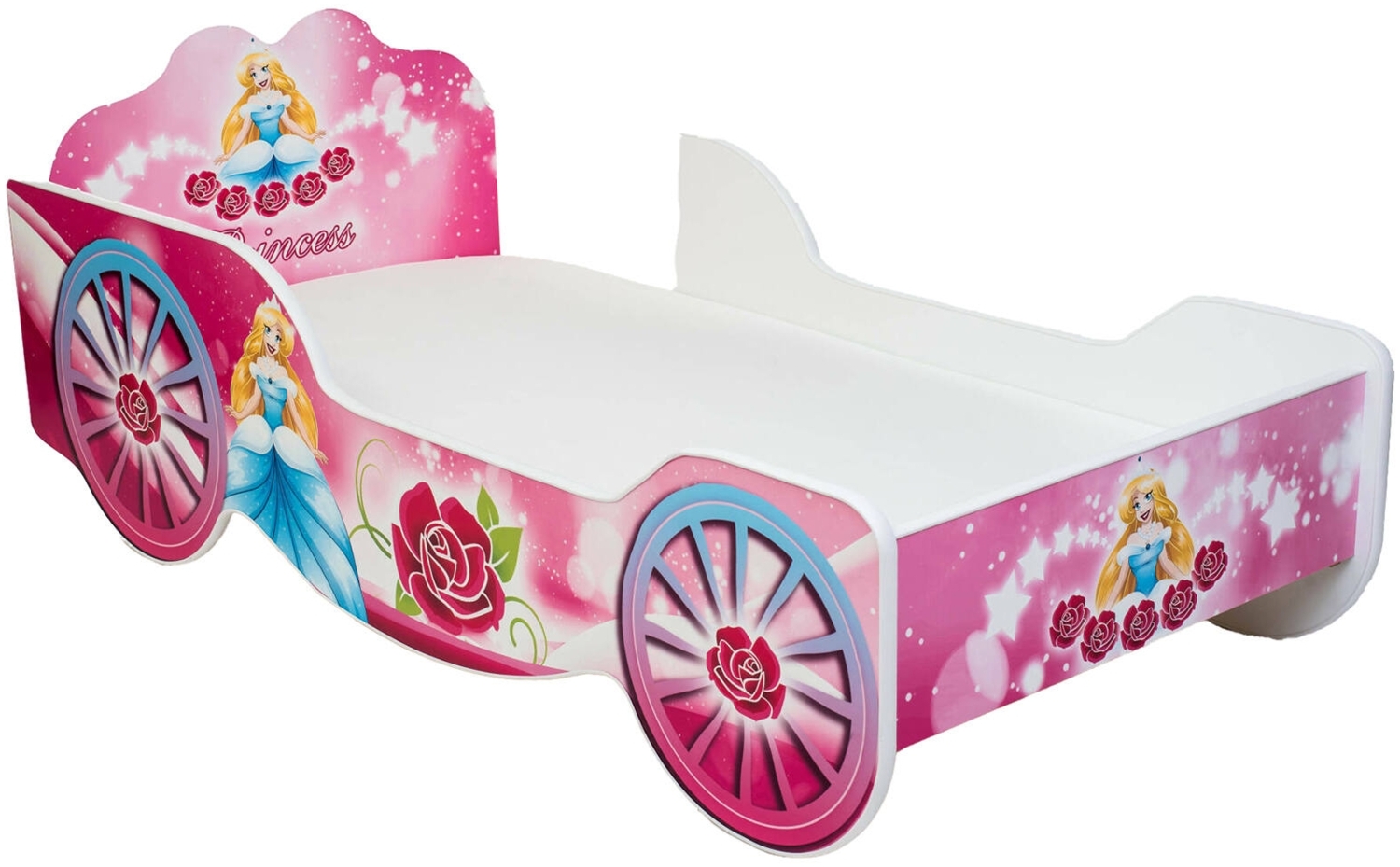 Dmora Kinderbett Don, Kinderbett für Schlafzimmer, Einzelbett mit Kommoden, Struktur mit ausziehbarem Bett, 74x153 h44 cm, Rosa Bild 1