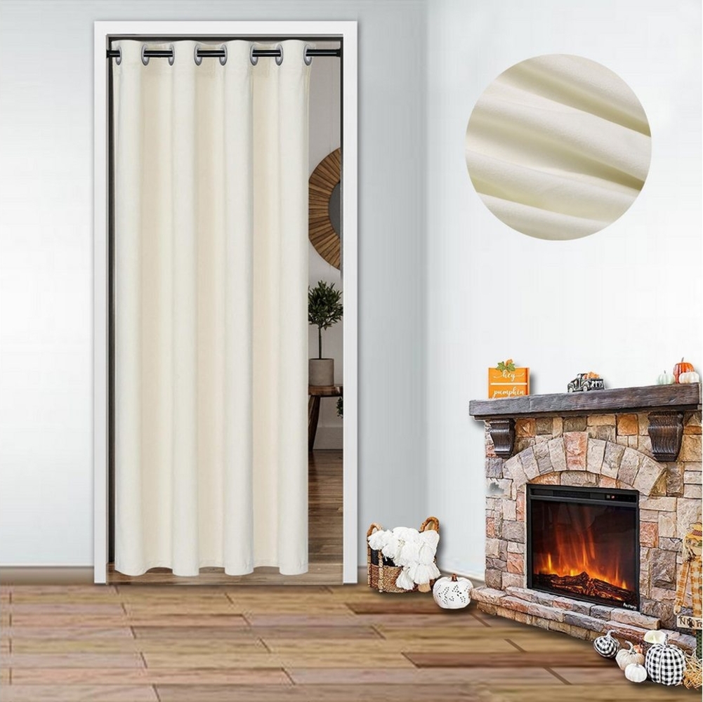 LMaxhome Vorhang Blickdicht Samt Gardinen mit Ösen Verdunkelungsvorhang für Wohnzimmer, (1 St) Modern Kälteschutz Wärmeisolierend Verdickt Türvorhänge Bild 1