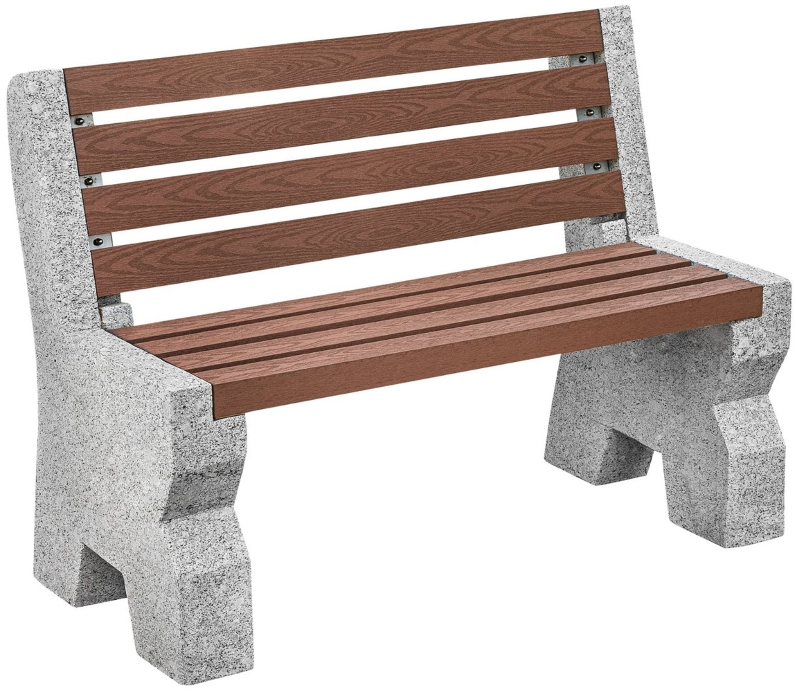 Dehner Gartenbank 2-Sitzer, 114 x 75 x 52 cm, Granit/WPC, grau/braun, witterungsbeständig und langlebig Bild 1