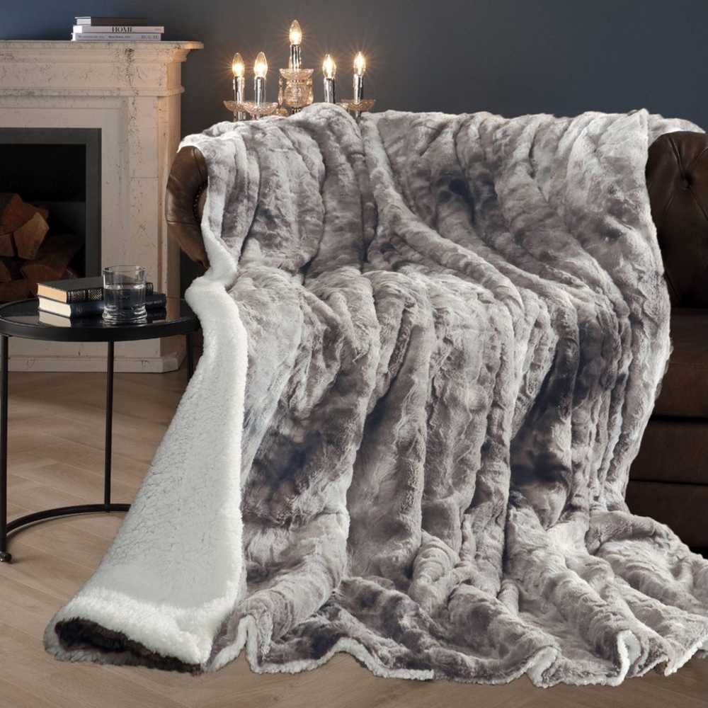 Wohndecke Luxus Winterfell XXL, Delindo Lifestyle, XXL Kuscheldecke fürs Sofa, Webpelzdecke Bild 1