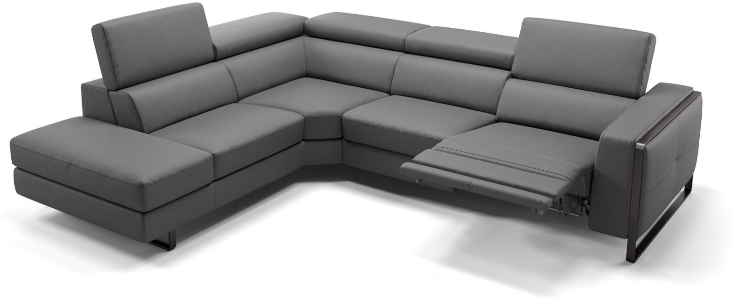 Sofanella Ecksofa MANZANO Funktionscouch Ledersofa Eckgarnitur in Grau Bild 1