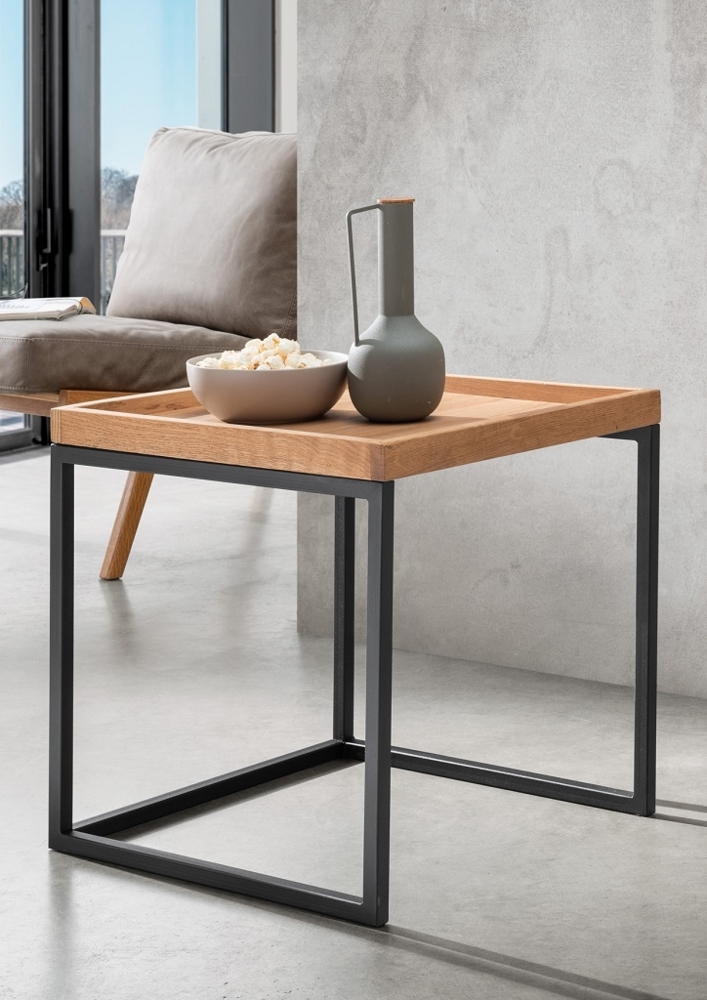 Beistelltisch 50x50cm 'Lissabon' Wildeiche Stahl schwarz Bild 1