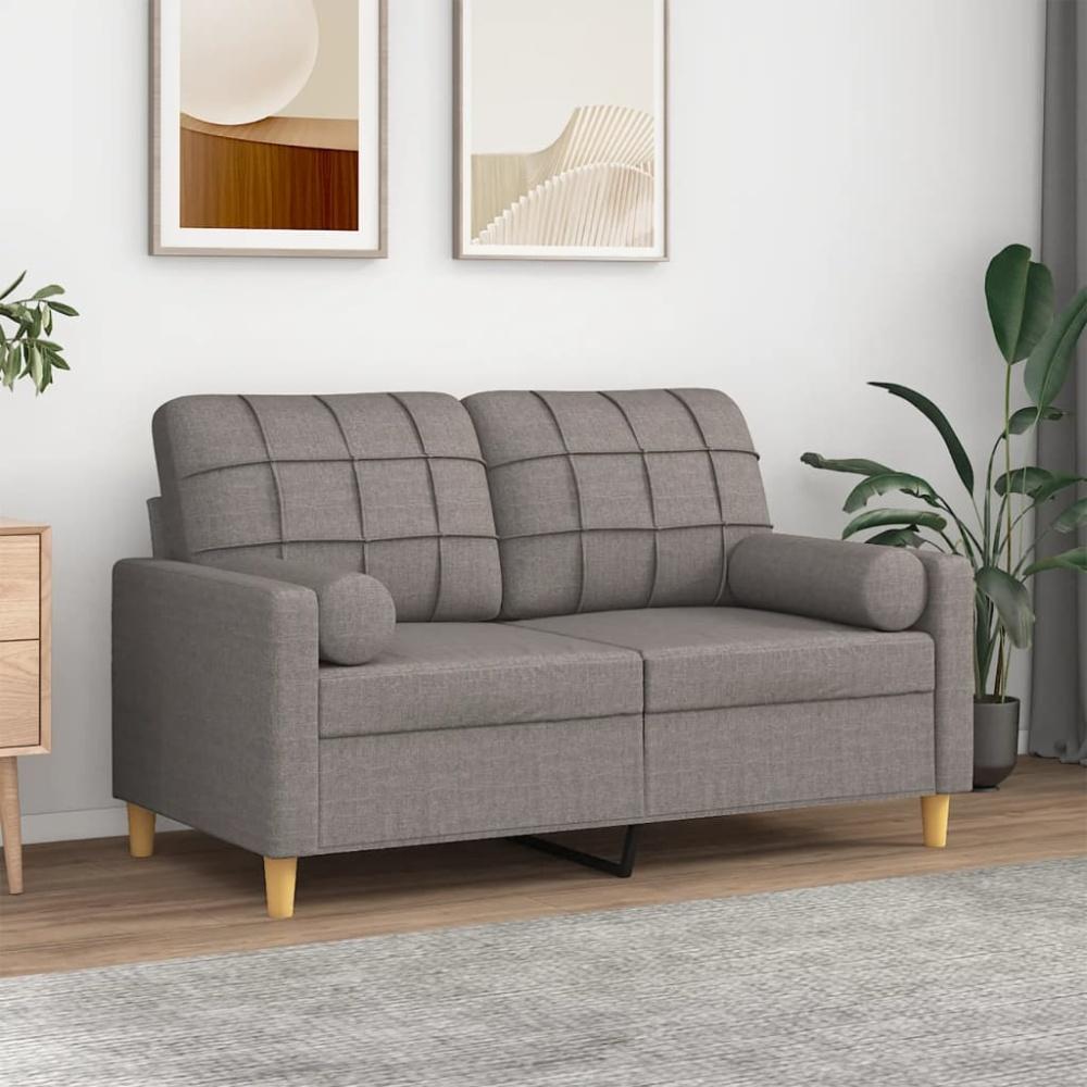 vidaXL 2-Sitzer-Sofa mit Zierkissen Taupe 120 cm Stoff 3200781 Bild 1