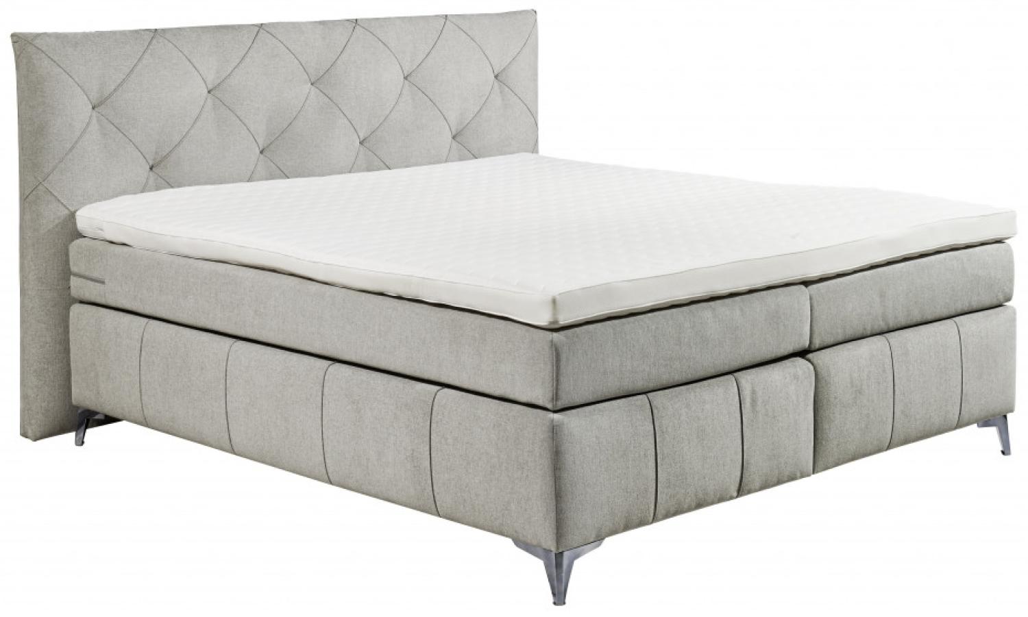 Boxspringbett Milton Black Red White 180x200 cm Thor 02 Silver Luxus-Webstoff Flachgewebe H3 Bild 1