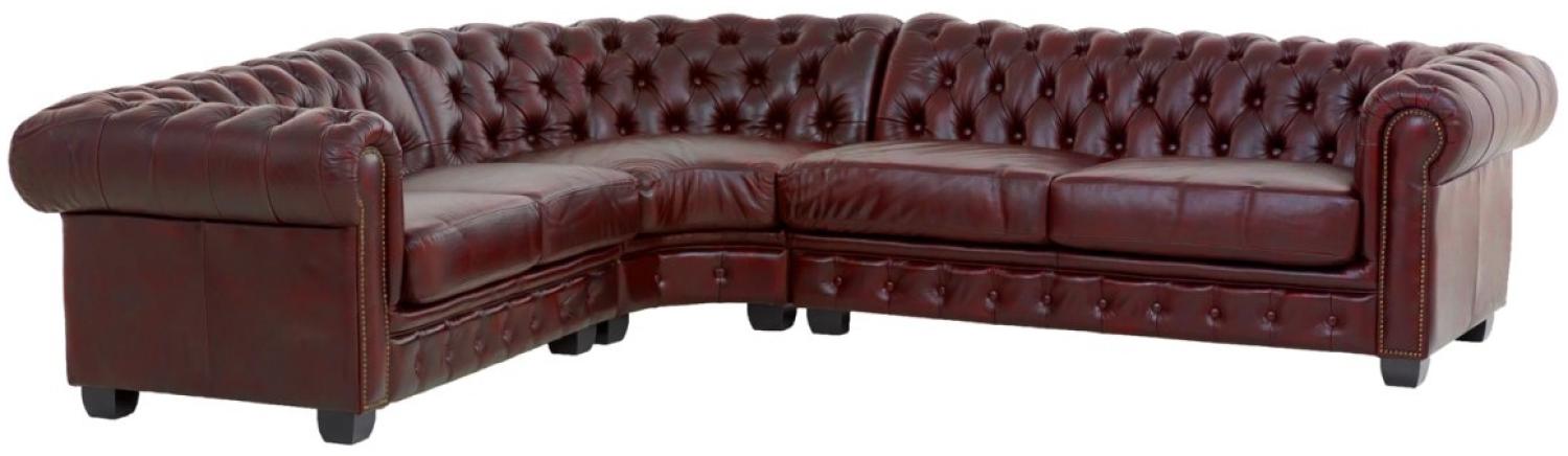 Ecksofa Chesterfield Echtleder I rot Bild 1