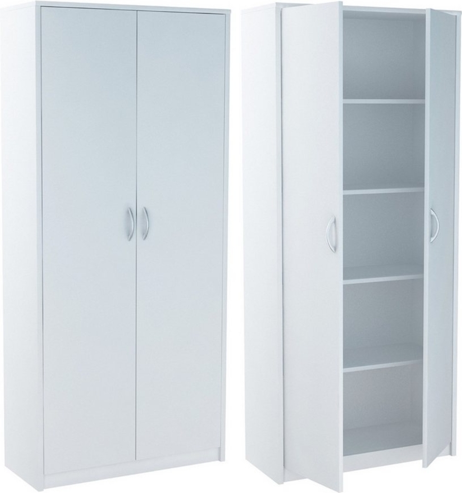 Home Collective Mehrzweckschrank Aktenschrank mit 5 Fächern Haushaltsschrank (74 cm breit aus Laminatplatte und hochwertigen Polymergriffen) in mattem Finish mit 4 Einlegeböden und 2 Türen weiß Bild 1