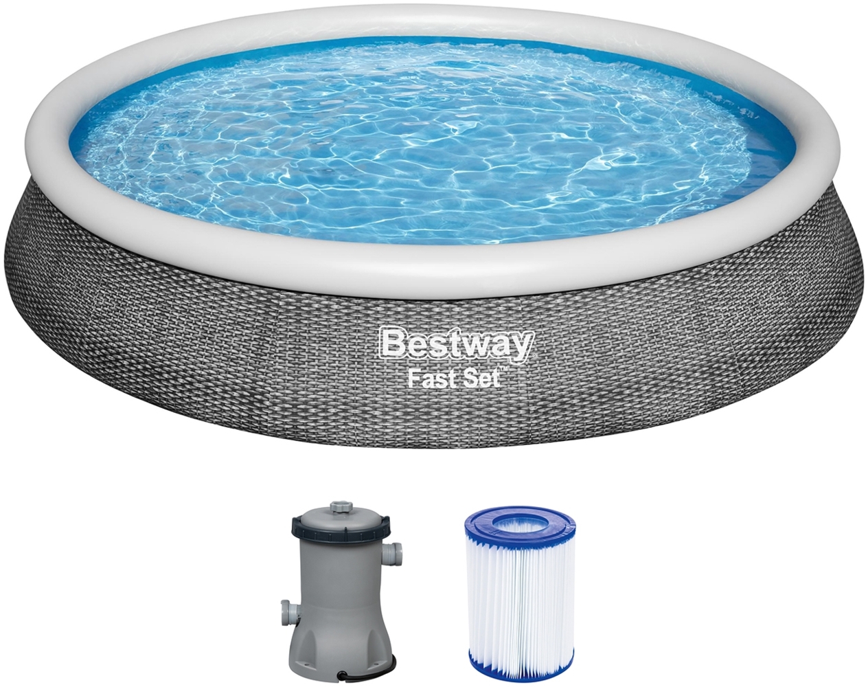 Bestway Fast Set™ Pool-Komplettset, mit Filterpumpe Ø 396x84 cm Bild 1