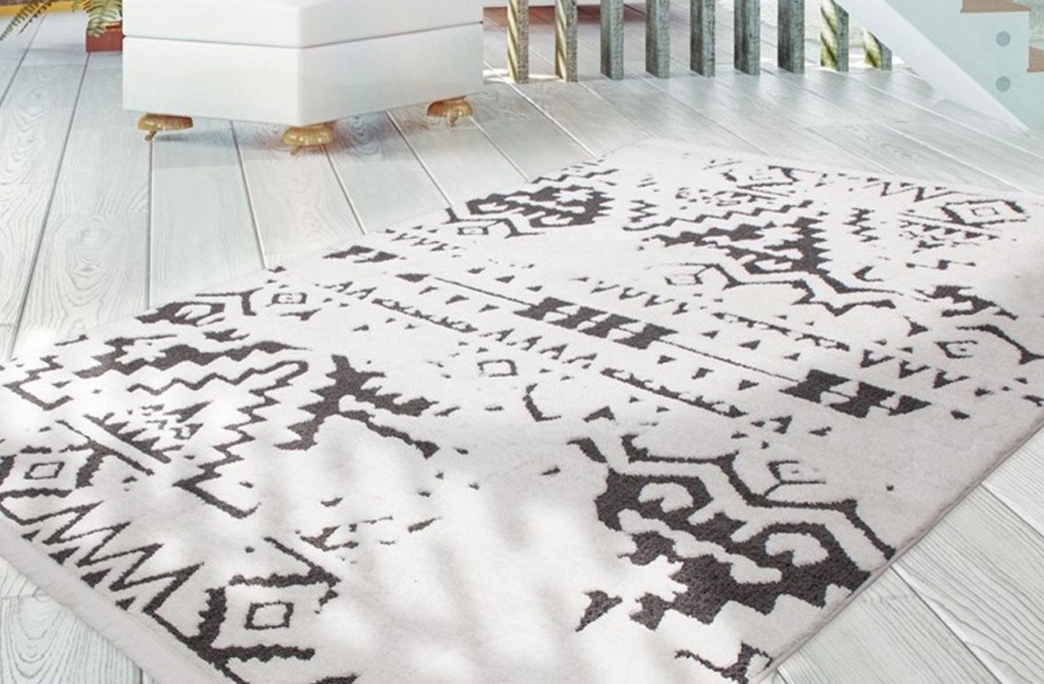 calo-deluxe Teppich Yoel 115, rechteckig, Höhe: 23 mm, Hoch-Tief-Struktur mit Fransen, Wohnzimmer Bild 1
