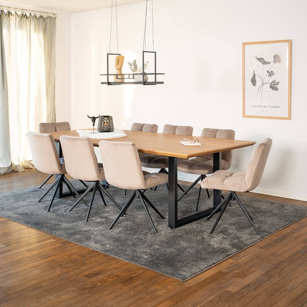 HOME DELUXE Essgruppe Eckig AVENCIA inkl. U-Fuß - 240 x 120 cm Light Oak 8 Stühle Hellbraun Bild 1