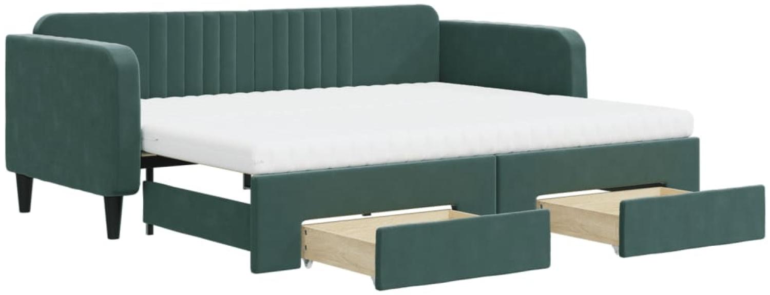 vidaXL Tagesbett Ausziehbar mit Schubladen Dunkelgrün 90x200 cm Samt 3197137 Bild 1