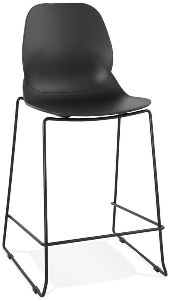 Kadima Design Barhocker Kunststoff | 65,5 cm Sitzhöhe | Stapelbar Outdoor Rückenlehne | Schwarz | 120kg Bild 1