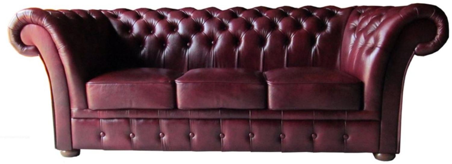 Casa Padrino Luxus Echtleder 3er Sofa Dunkelrot 210 x 90 x H. 80 cm Bild 1