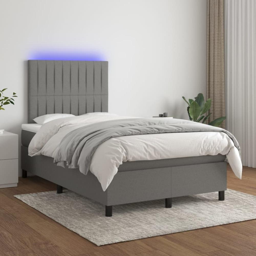 Boxspringbett mit Matratze & LED Stoff Dunkelgrau 120 x 200 cm, Härtegrad: H2 [3135022] Bild 1