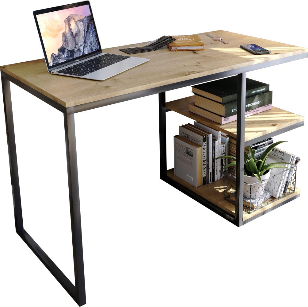 Domando Schreibtisch Capoliveri Modern für Büro Breite 120cm, Metallgestell pulverbeschichtet in Schwarz und Artisan Eiche Bild 1