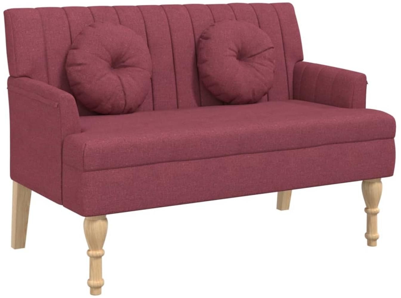 Sitzbank mit Kissen, Stoff, Weinrot 113 x 64,5 x 75,5 cm Bild 1