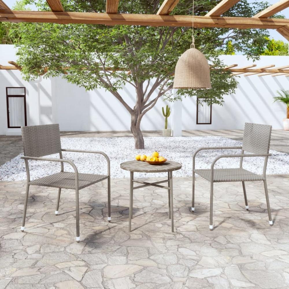 vidaXL 3-tlg. Garten-Essgruppe Poly Rattan Grau 3098034 Bild 1