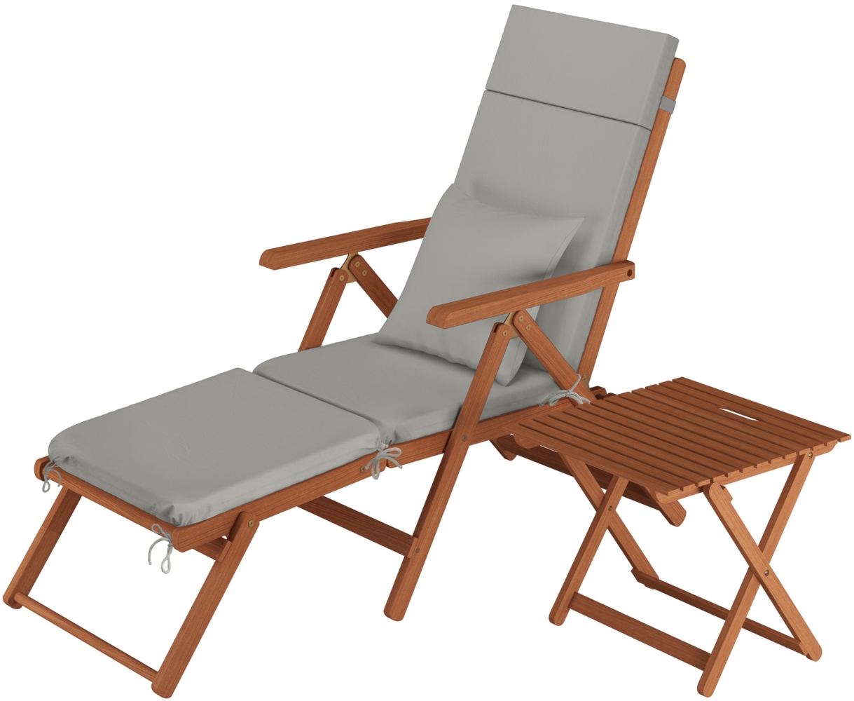 Deckchair, Balkonstuhl, klassische und robuste Balkonliege mit Tisch wählbarem Zubehör V-10-200T Bild 1