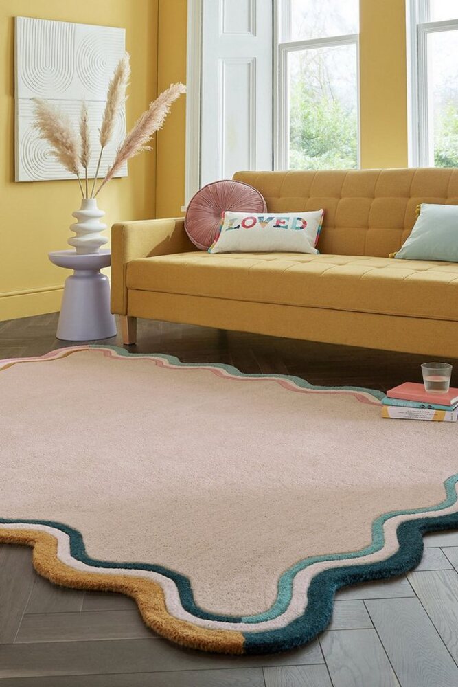 FLAIR RUGS Wollteppich Leo Scallop, rechteckig, Höhe: 25 mm, Woll Border Teppich Bild 1