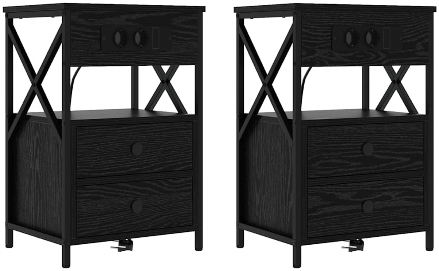 vidaXL Nachttisch 2 pcs Schwarze Eiche 40 x 31 x 60 cm Holzwerkstoff 859461 Bild 1