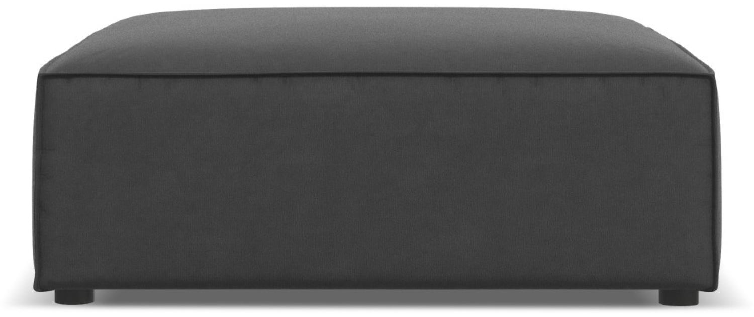 Micadoni Samtstoff Pouf Hocker Jodie | Bezug Grey | Beinfarbe Black Plastic Bild 1