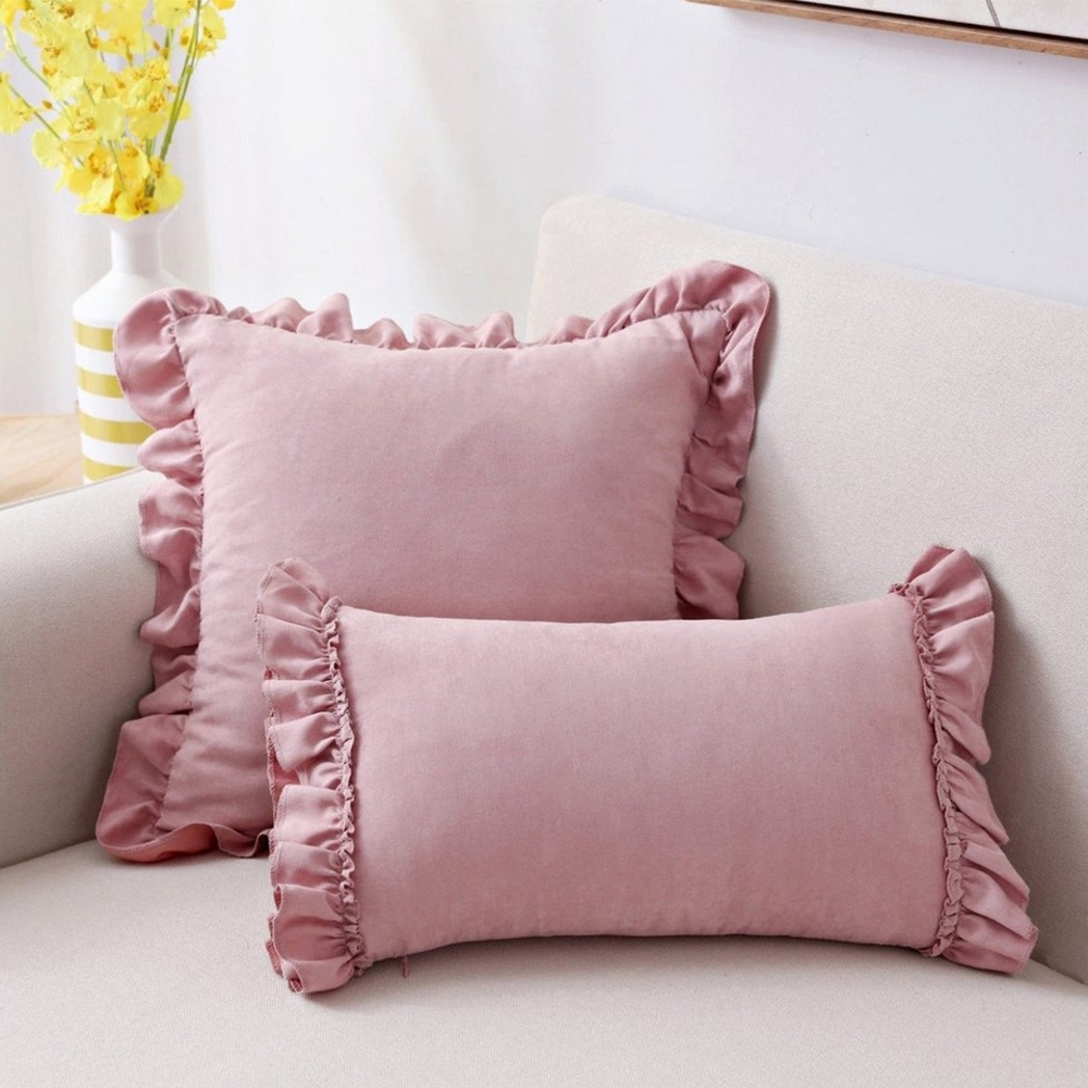 AUKUU Kissenbezug Rüschen Rüschen Kissenbezug kleines frisches Kissen Sofa, Nachttisch Kissenbezug einteiliges Set ohne Kissenkern Bild 1