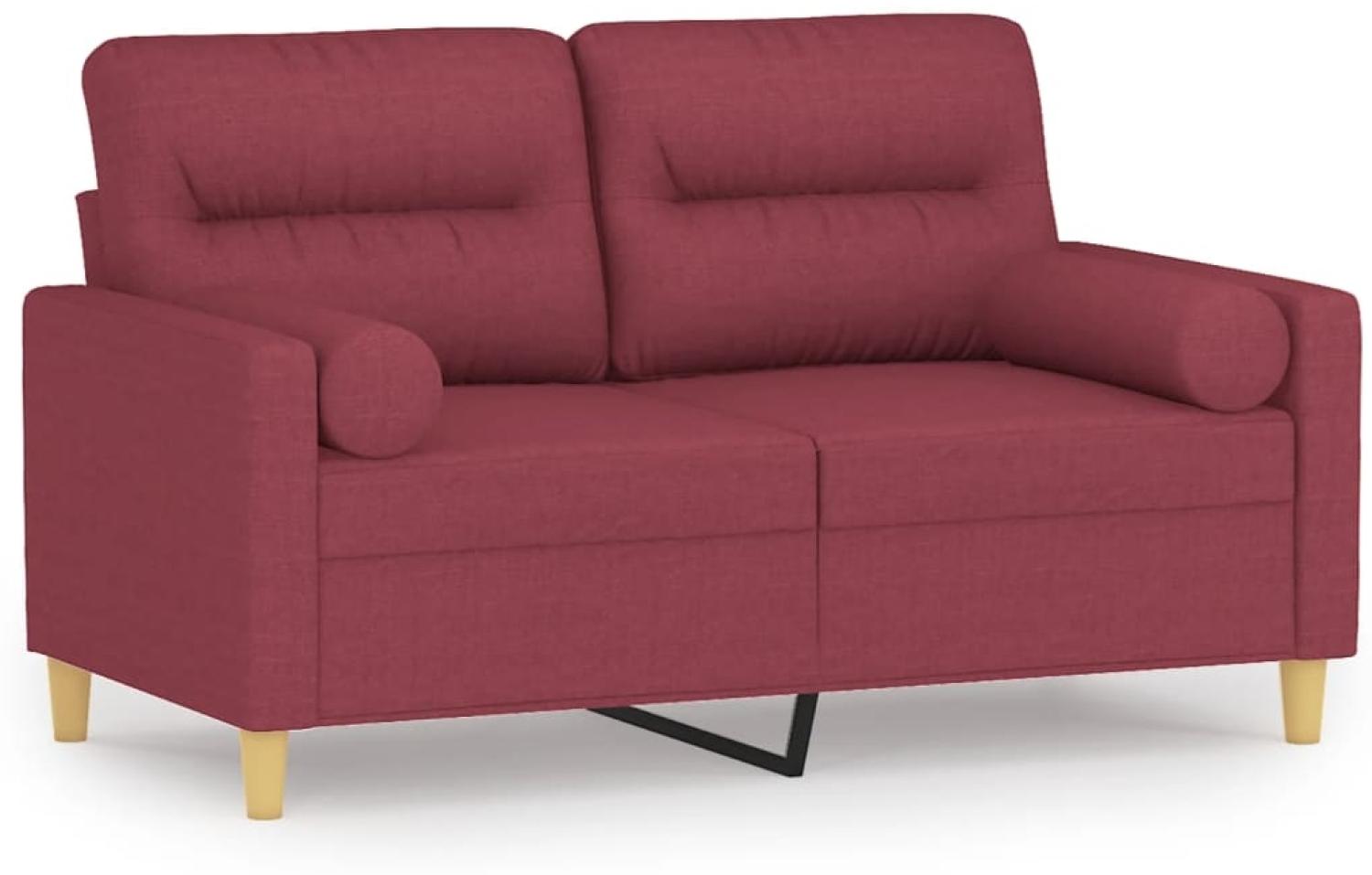 vidaXL 2-Sitzer-Sofa mit Zierkissen Weinrot 120 cm Stoff 3200819 Bild 1