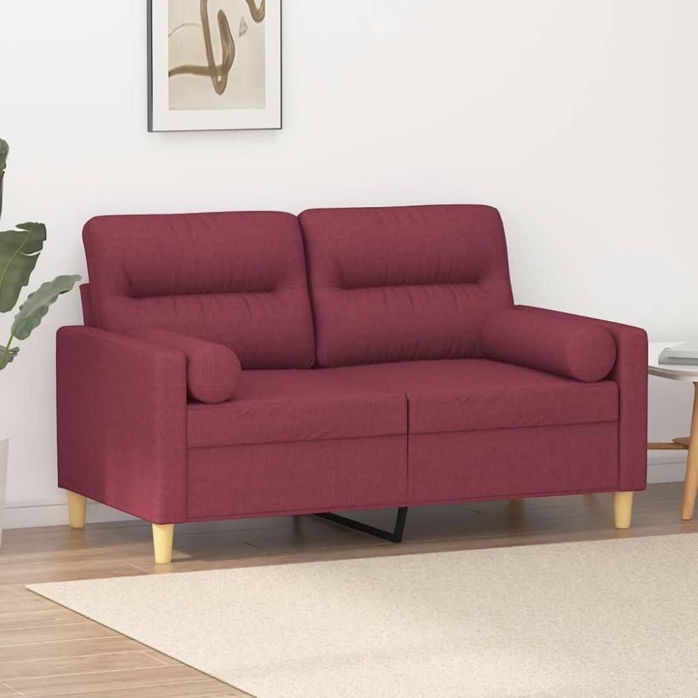 vidaXL 2-Sitzer-Sofa mit Zierkissen Weinrot 120 cm Stoff 3200819 Bild 1