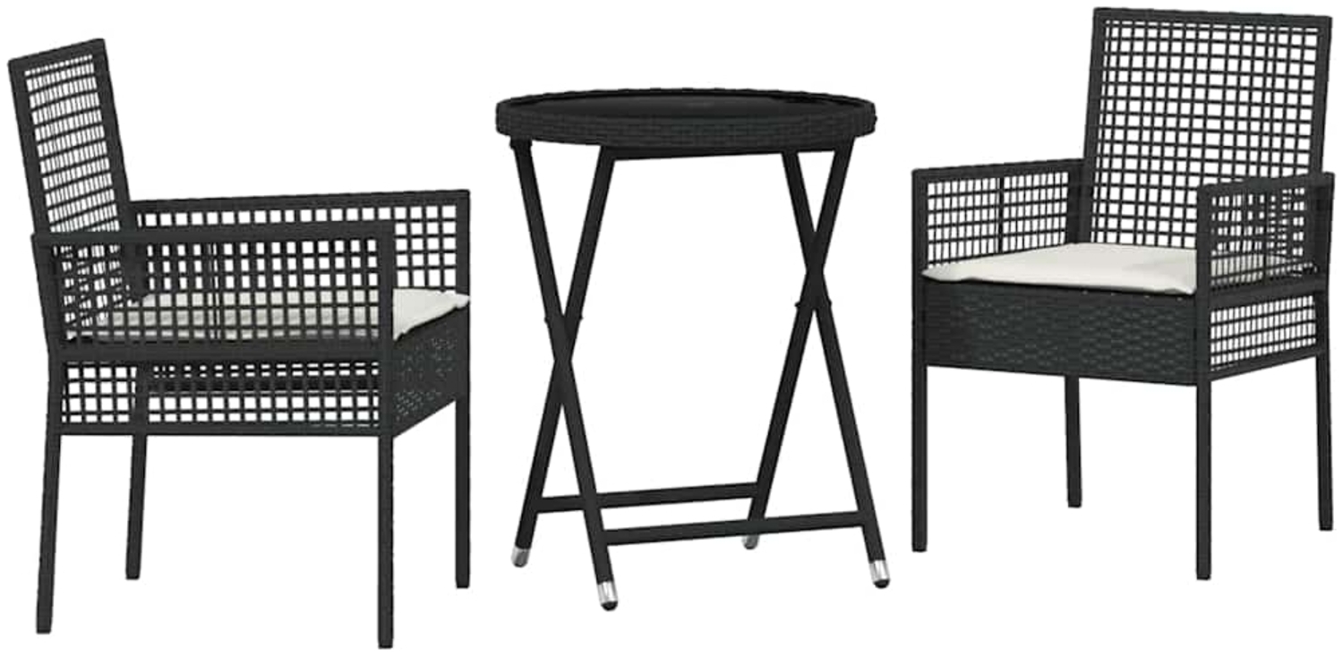 vidaXL Garten Bistro Set 3 pcs Schwarz Poly Rattan 3334962 Bild 1