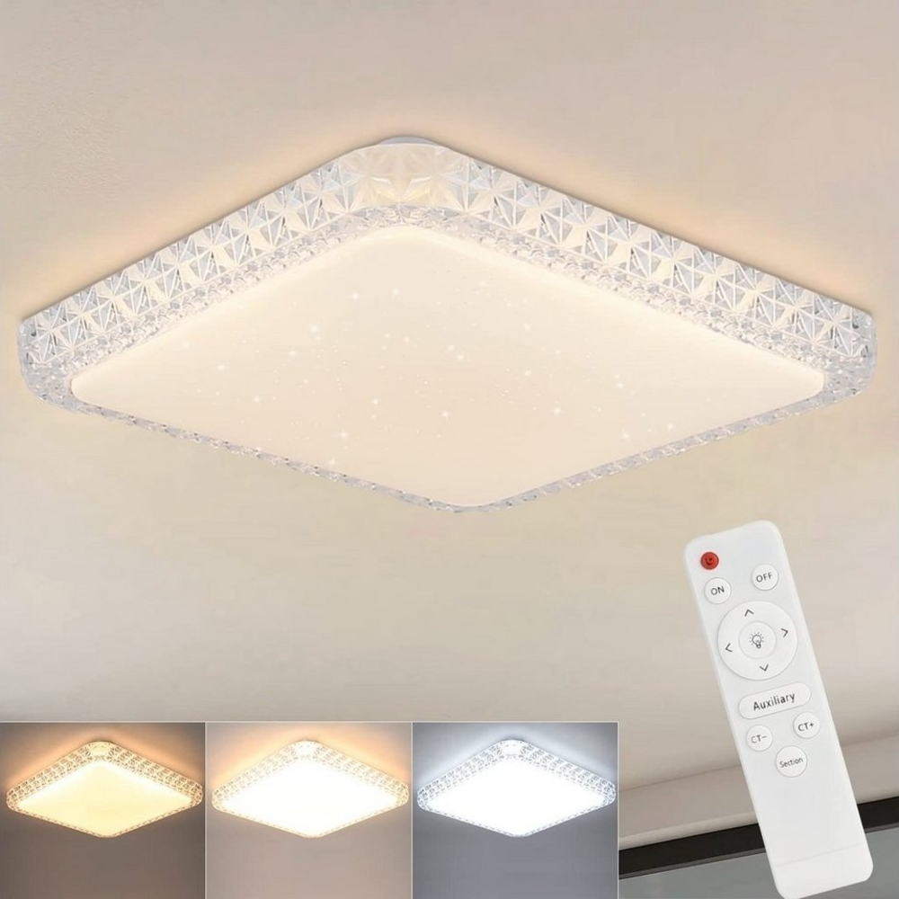 ZMH LED Deckenleuchte Sternenhimmel Dimmbar Ø30cm Modern mit Fernbedienung Schlafzimmer, 3 Farbtemperaturen, LED fest integriert, 3000-6500K, LED fest integriert Bild 1