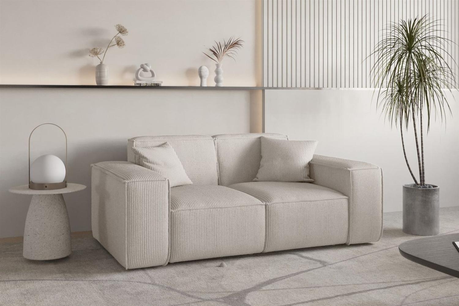 Sofa Designersofa CELES PREMIUM 2-Sitzer in Stoff Scala Hellbeige Bild 1