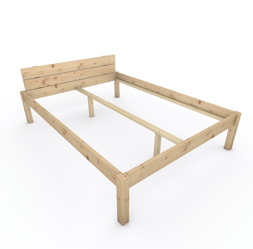 Pfostenbett "metallarm" Zirbe Holzbett "Daybett" 160 x 220cm 48cm Doppelbett Bild 1