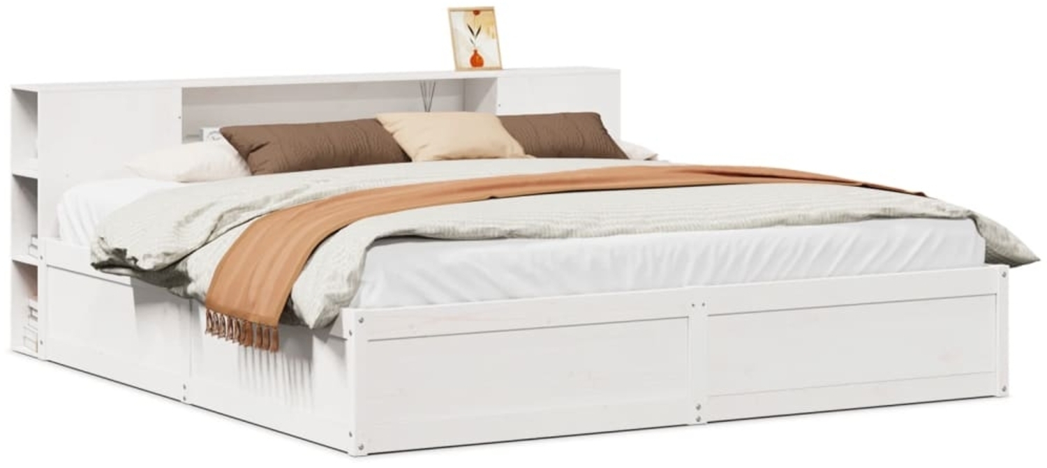 vidaXL Massivholzbett ohne Matratze Weiß 200x200 cm Kiefernholz 3323405 Bild 1