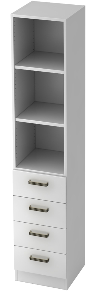 bümö office Aktenschrank Regal mit Schubladen, Büroschrank schmal aus FSC-Holz, 40cm breit in weiß - Aktenregal & Schubladenschrank mit Relinggriffen, Büro Möbel Schrank System, 7600-W-W-SG Bild 1