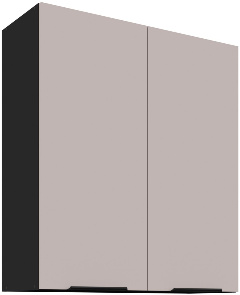 Küchen Hängeschrank 80 cm Küche ARONA Kaschmir beige matt + Schwarz matt Küchenzeile Küchenblock Küche Einbauküche Bild 1