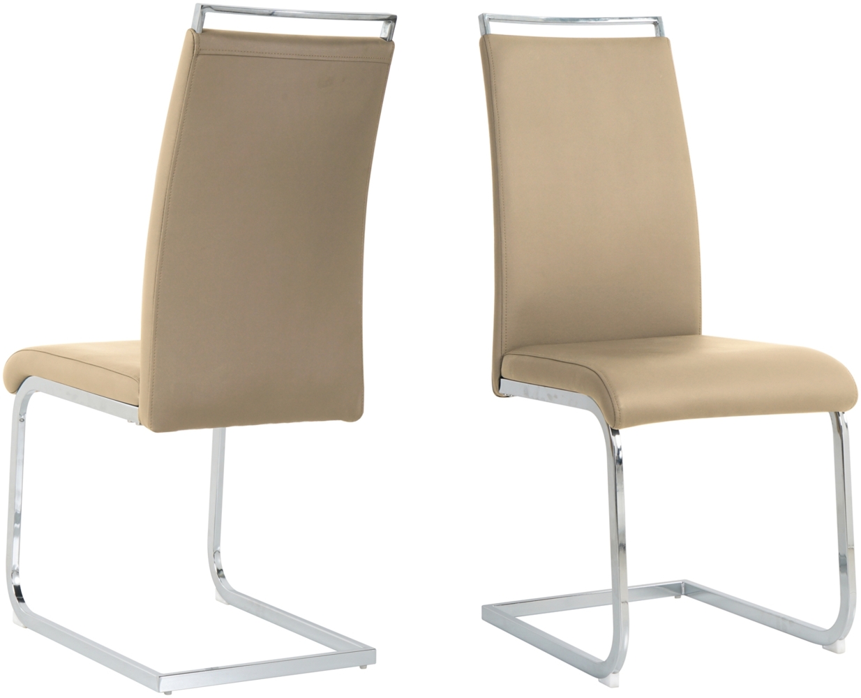 Stuhl Polyurethan Metall 42 x 101 x 58 cm Silber Beige Bild 1