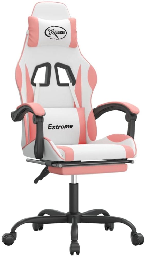vidaXL Gaming-Stuhl mit Fußstütze Drehbar Weiß & Rosa Kunstleder 349588 Bild 1