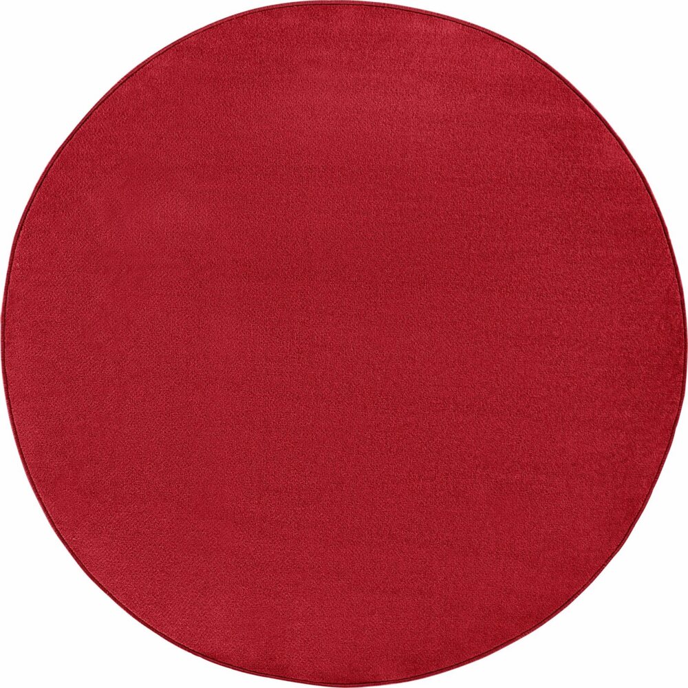 Runder Kurzflor Teppich Uni Fancy rund - rot - 133 cm Durchmesser Bild 1