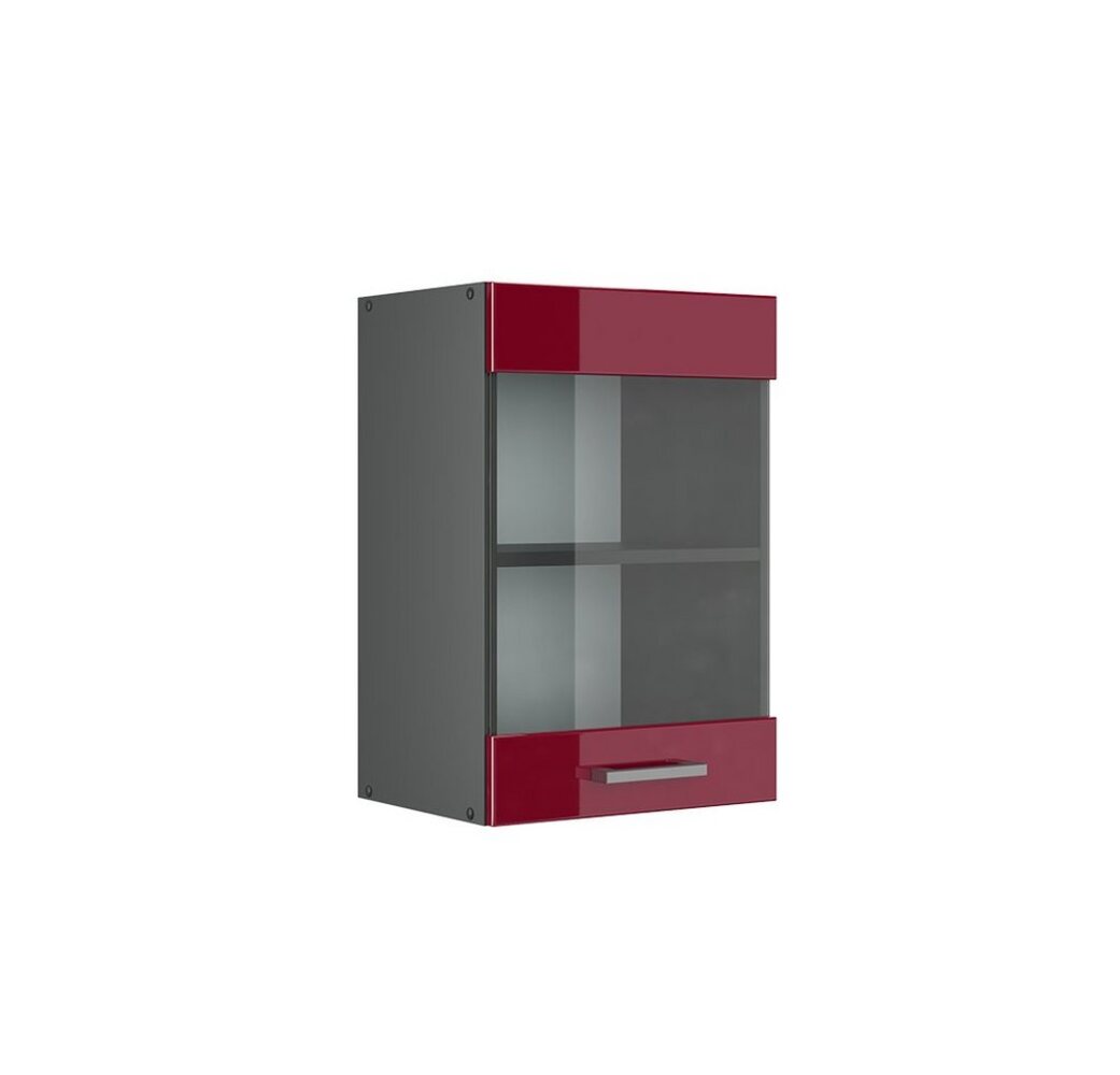 VICCO Küchenschrank R-Line Hängeschrank Unterschrank Küchenzeile Küchenunterschran Anthrazit (Bordeaux Hochglanz, Hängeglasschrank 40cm) Bild 1
