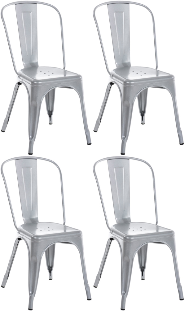 CLP 4er Set Stühle Benedikt aus Metall bis 200 kg belastbar stapelbar,silber Bild 1